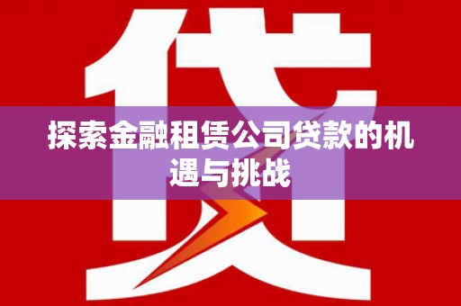 磁县探索金融租赁公司贷款的机遇与挑战