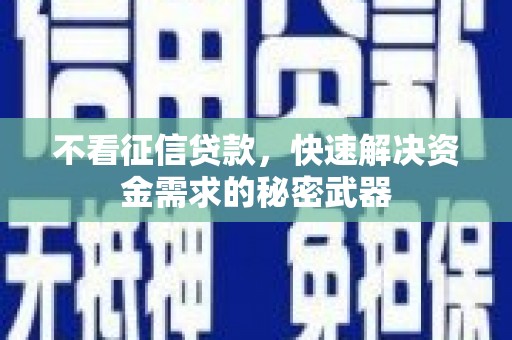 周口不看征信贷款，快速解决资金需求的秘密武器