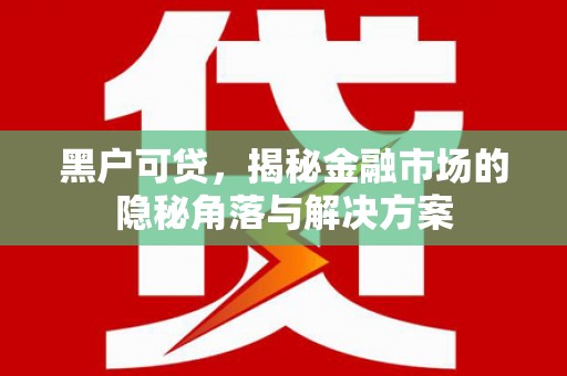 塘厦黑户可贷，揭秘金融市场的隐秘角落与解决方案