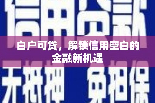 鱼峰白户可贷，解锁信用空白的金融新机遇