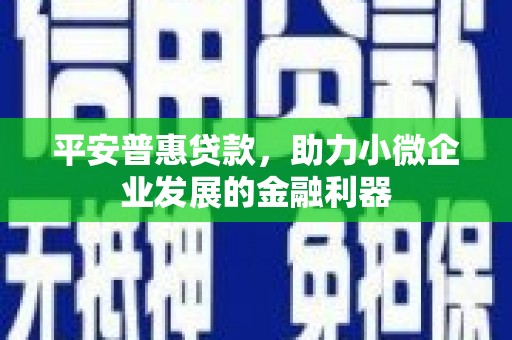 海城平安普惠贷款，助力小微企业发展的金融利器