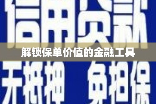 赵县解锁保单价值的金融工具